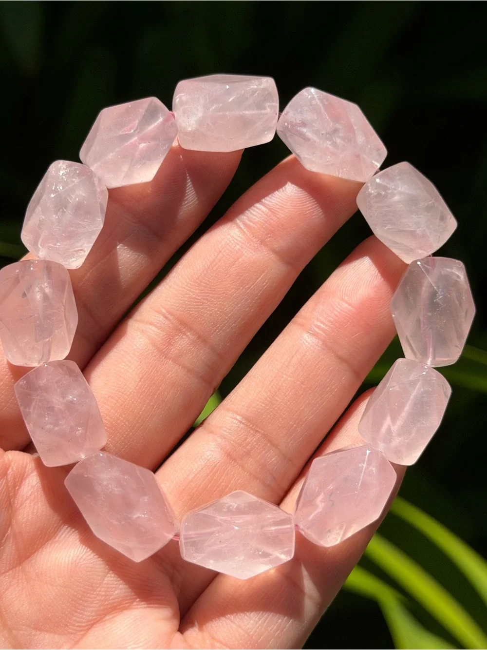 13mm Rose Quartz Faceted Beaded Stretch Bracelet 2050
